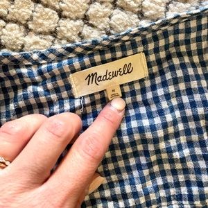 Madewell Gingham Dress with Ruched Sleeves